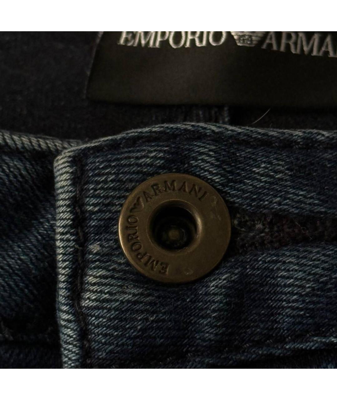 EMPORIO ARMANI Темно-синие хлопковые прямые джинсы, фото 6
