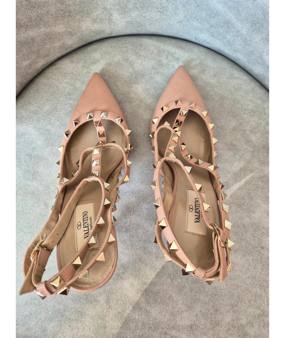VALENTINO Бежевые кожаные босоножки, фото 3