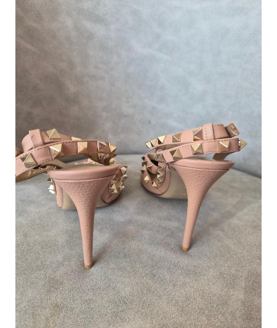 VALENTINO Бежевые кожаные босоножки, фото 4