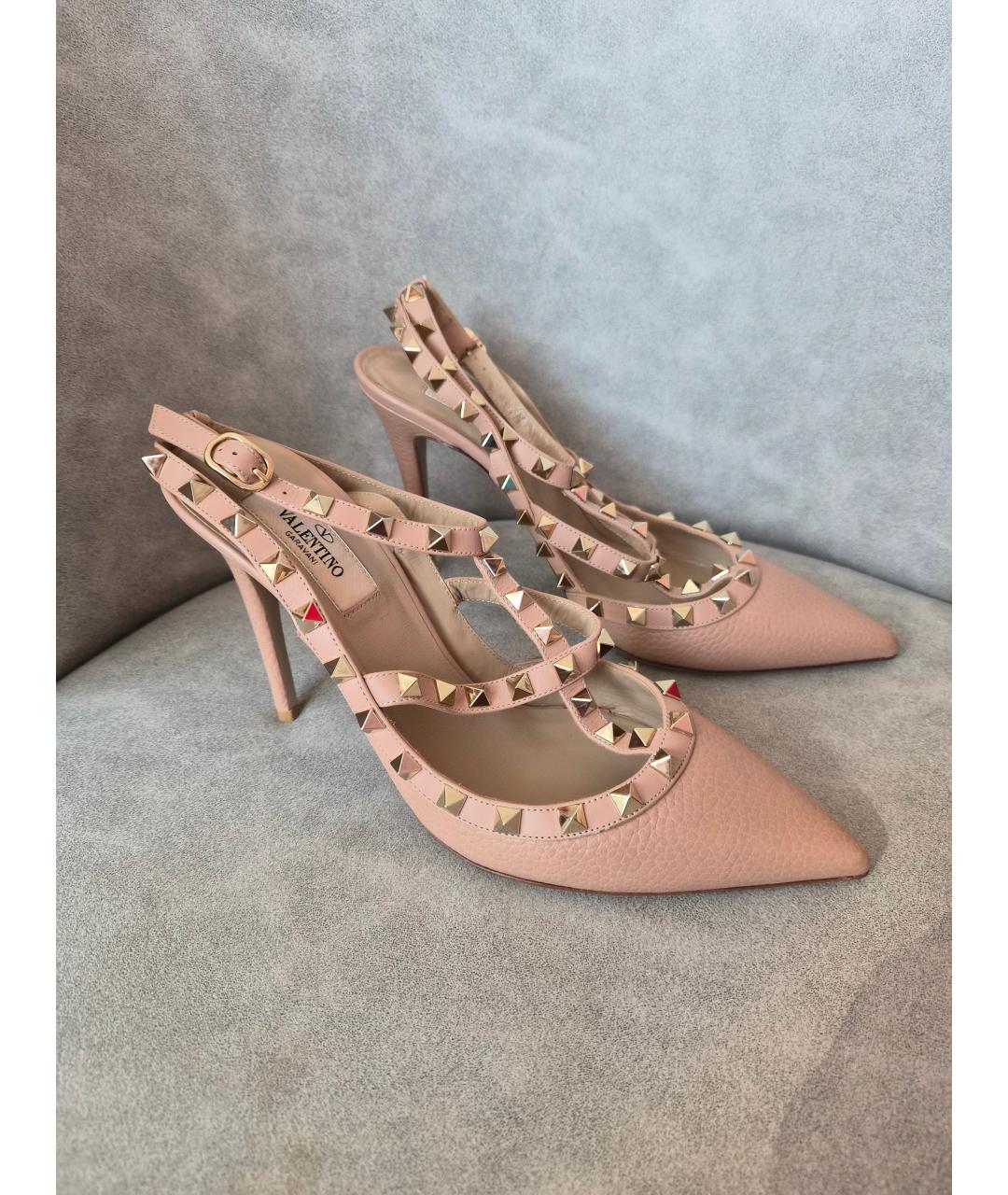 VALENTINO Бежевые кожаные босоножки, фото 8