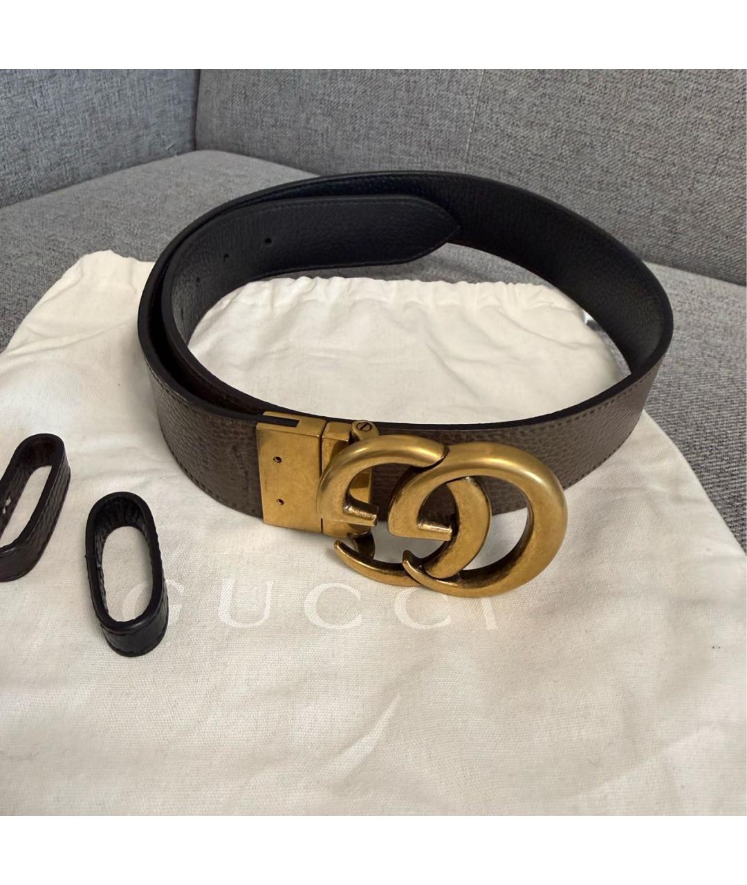 GUCCI Черный кожаный ремень, фото 3