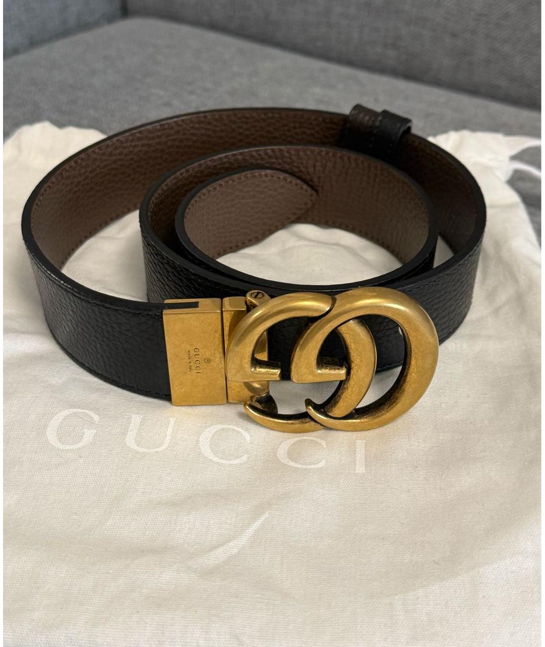 GUCCI Черный кожаный ремень, фото 2