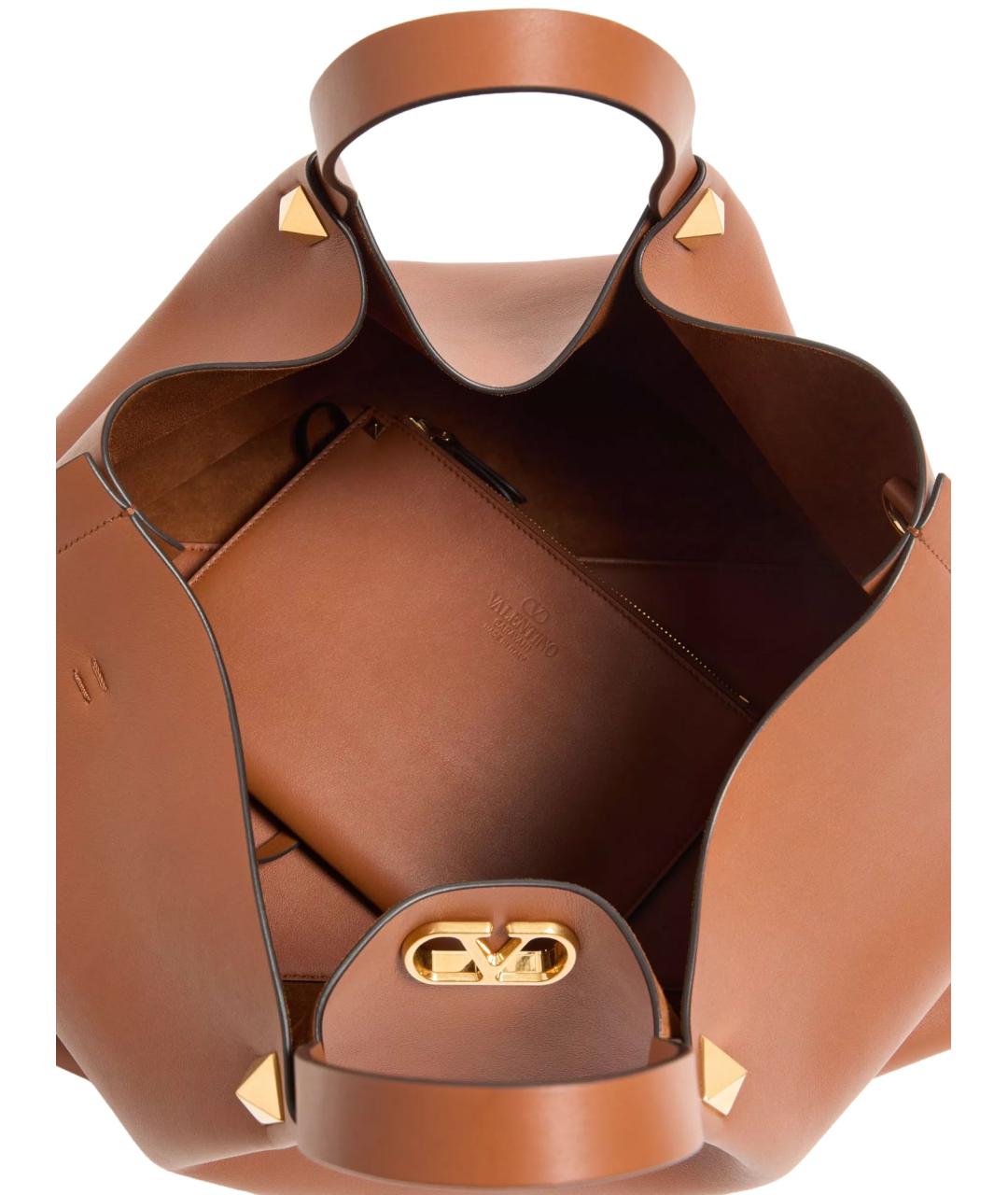 VALENTINO Коричневая кожаная сумка тоут, фото 4