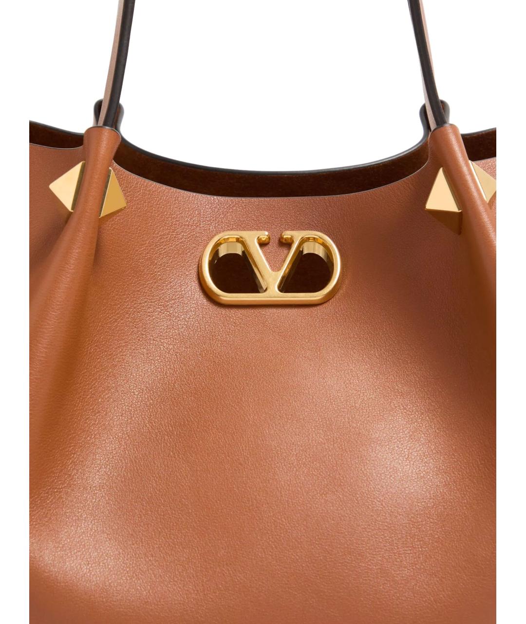 VALENTINO Коричневая кожаная сумка тоут, фото 5