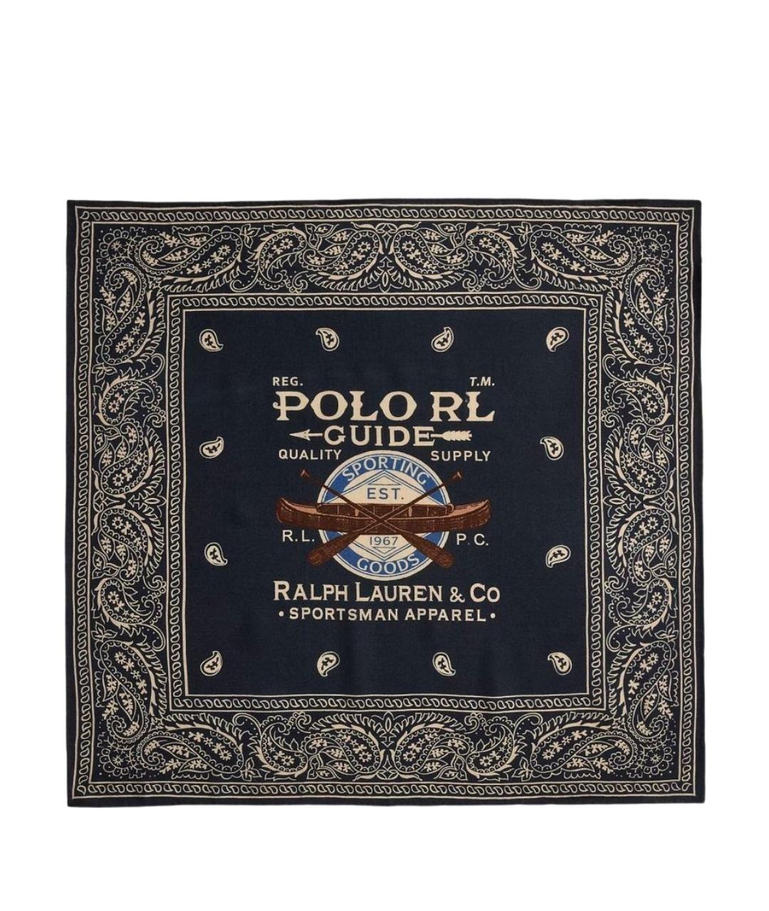 POLO RALPH LAUREN Темно-синий хлопковый шарф, фото 1