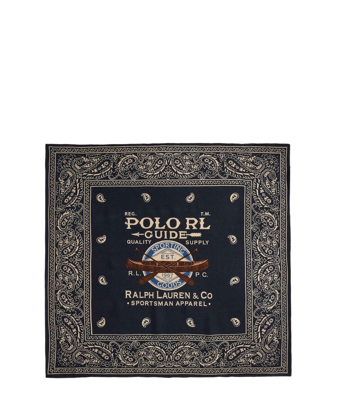 POLO RALPH LAUREN Темно-синий хлопковый шарф, фото 3
