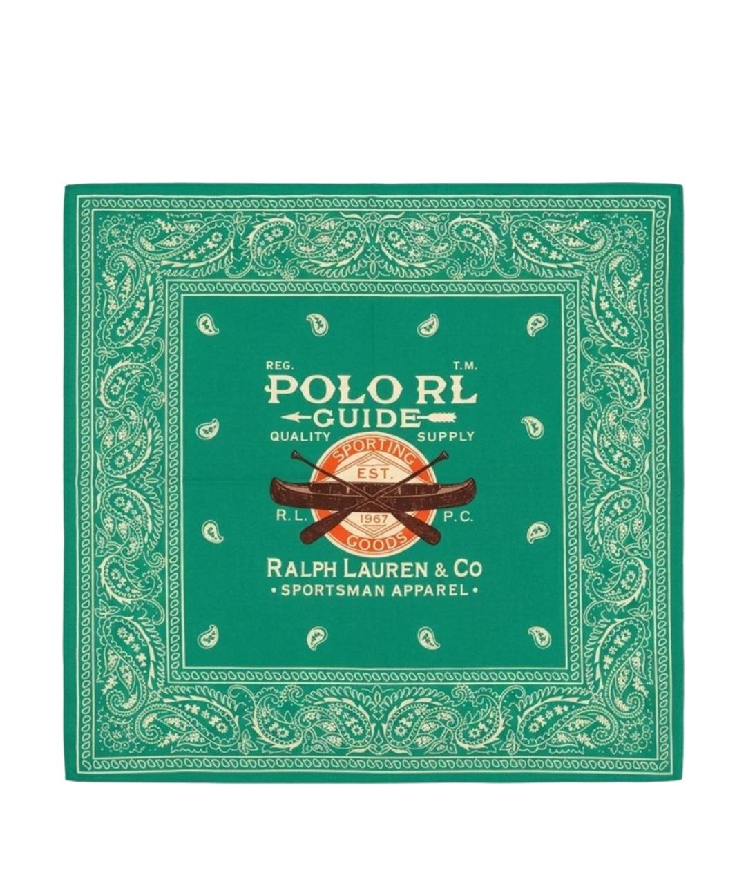 POLO RALPH LAUREN Зеленый хлопковый шарф, фото 1