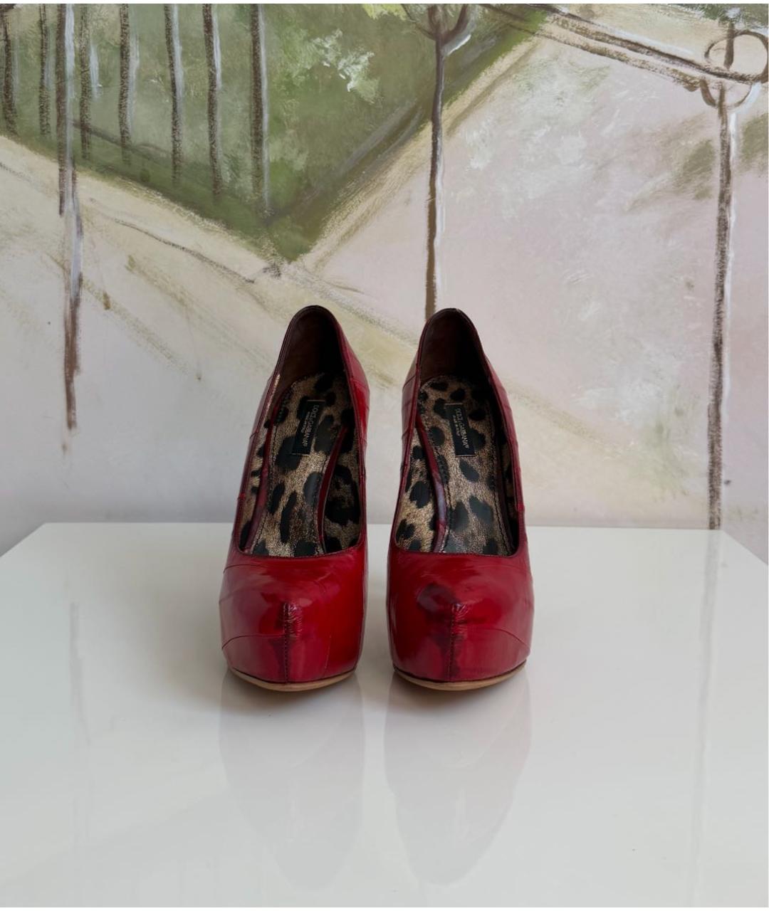 DOLCE&GABBANA Красные кожаные туфли, фото 3