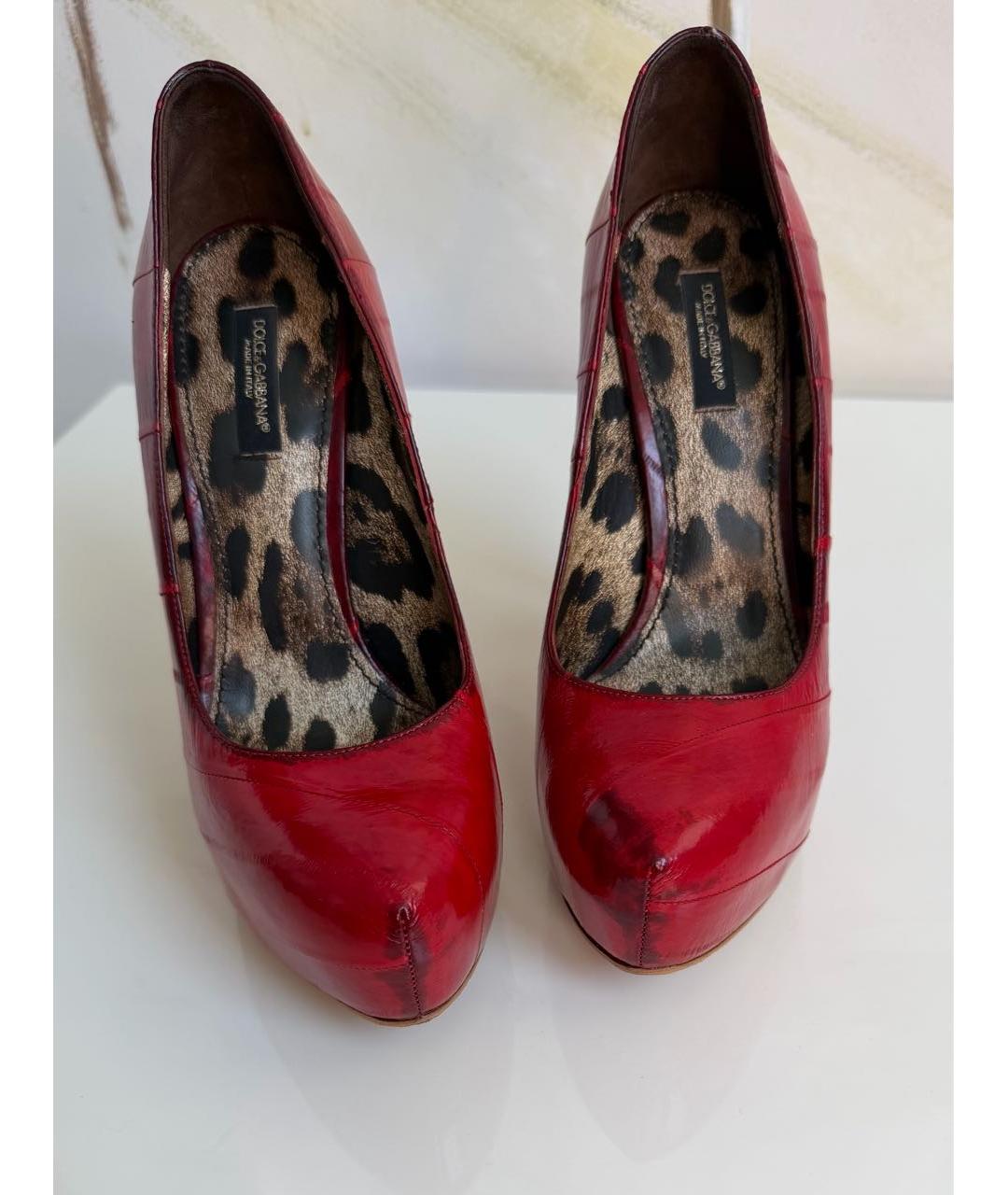 DOLCE&GABBANA Красные кожаные туфли, фото 6
