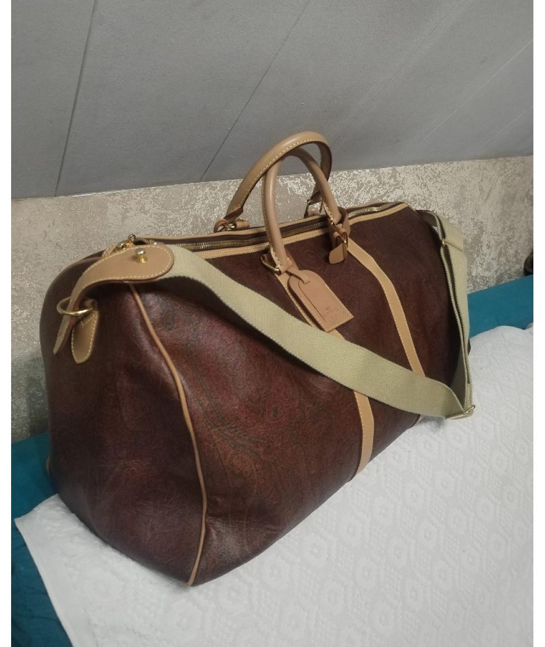 ETRO Коричневая дорожная/спортивная сумка из канвы, фото 4