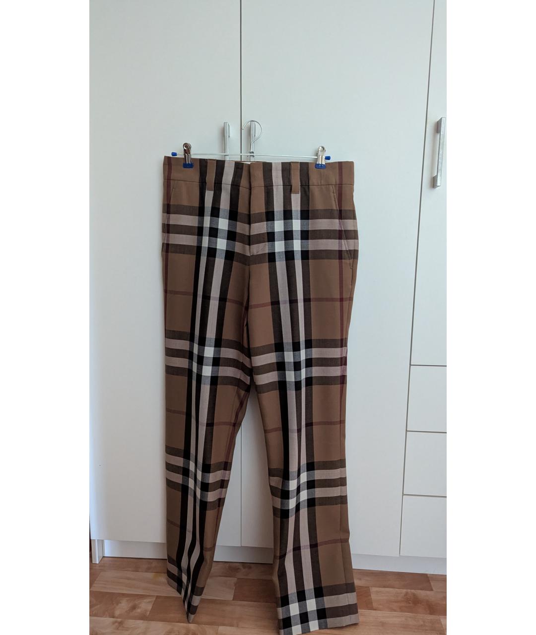 BURBERRY Бежевые шерстяные повседневные брюки, фото 4