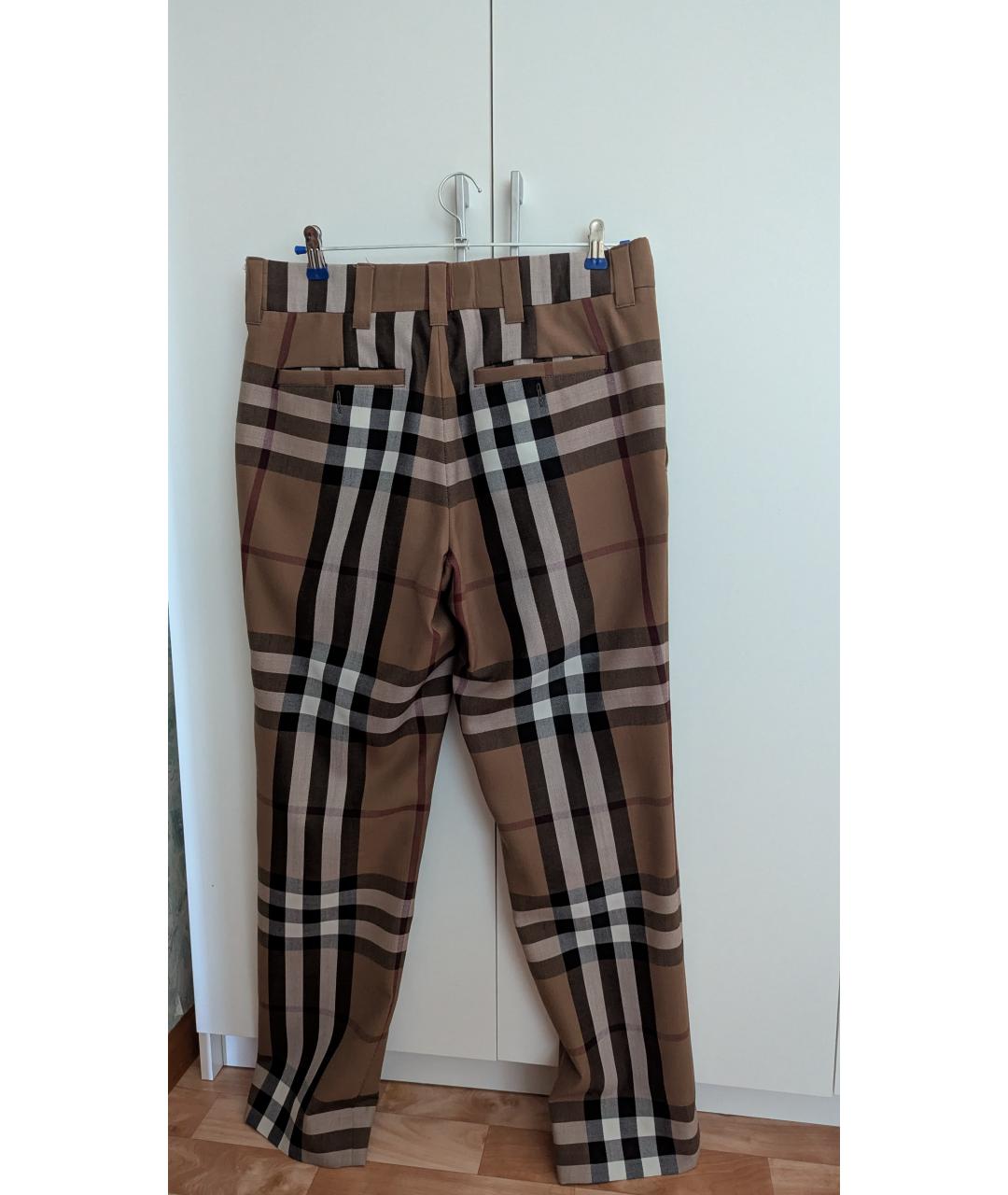 BURBERRY Бежевые шерстяные повседневные брюки, фото 2