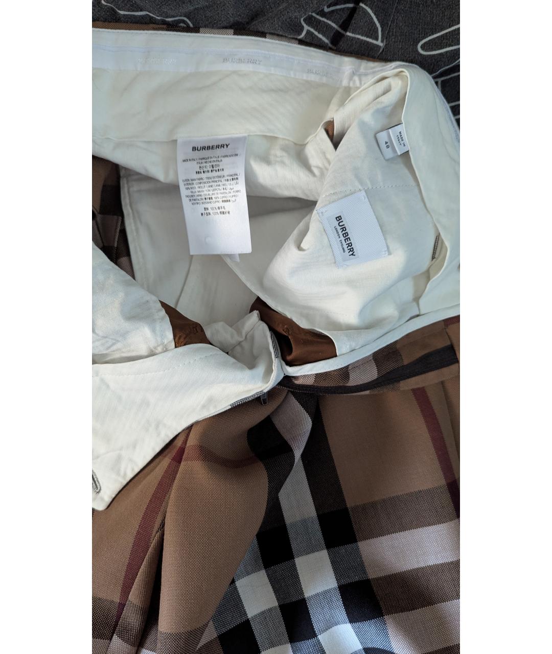 BURBERRY Бежевые шерстяные повседневные брюки, фото 3