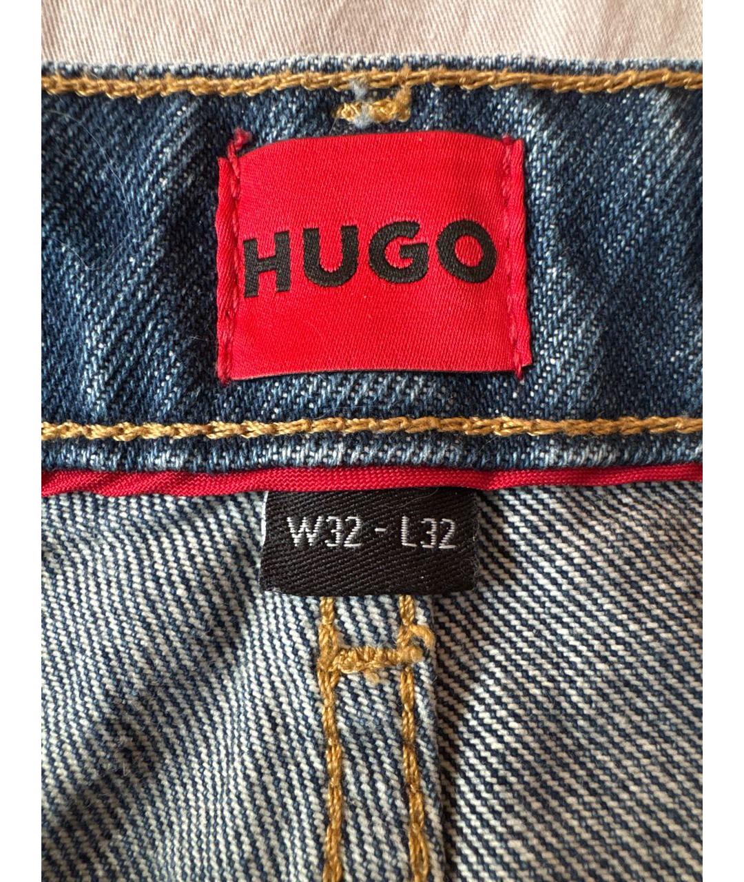 HUGO Синие хлопковые джинсы клеш, фото 3