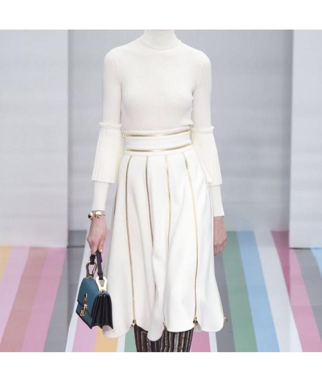 FERRAGAMO Белая шерстяная юбка миди, фото 3