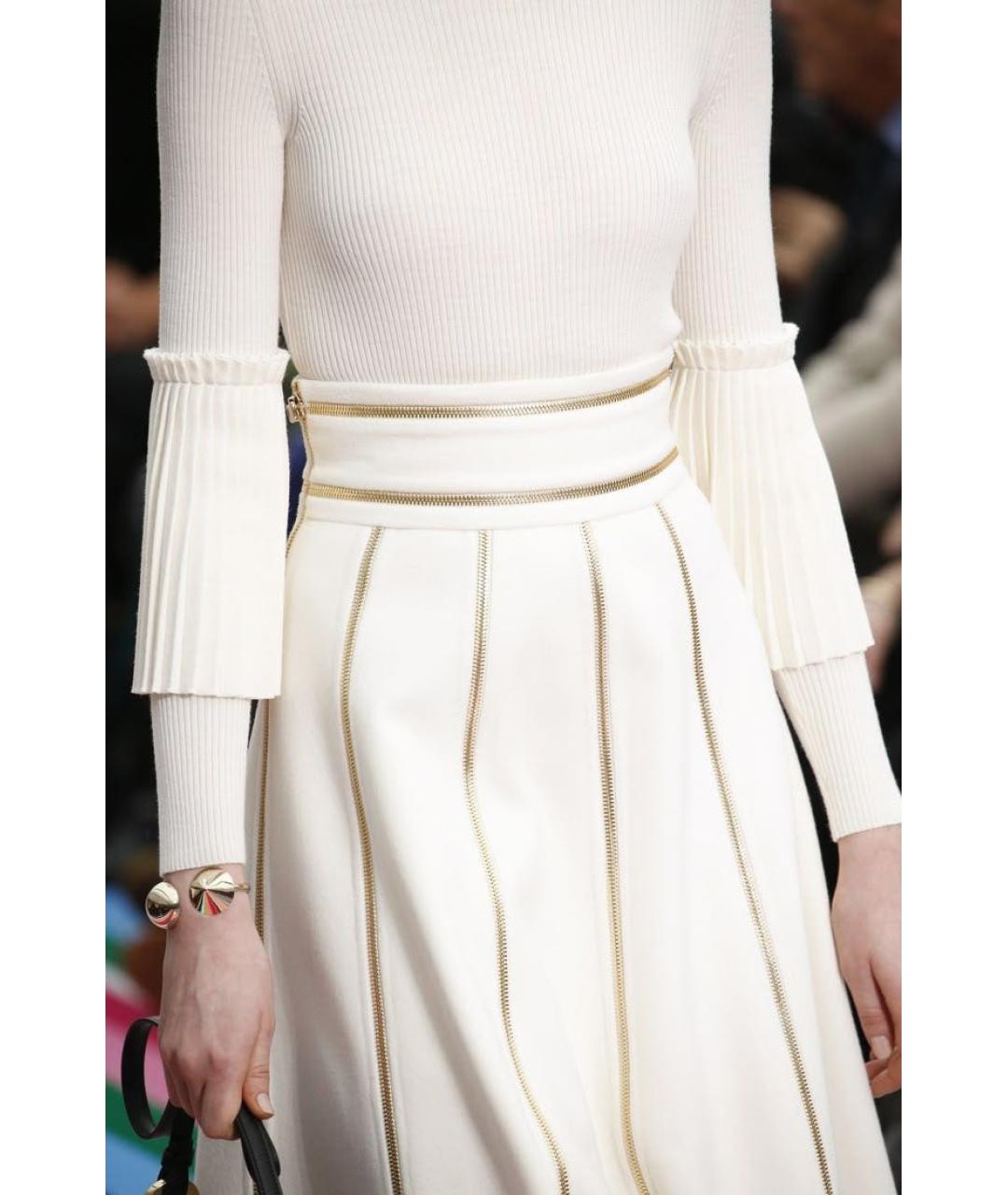 FERRAGAMO Белая шерстяная юбка миди, фото 2
