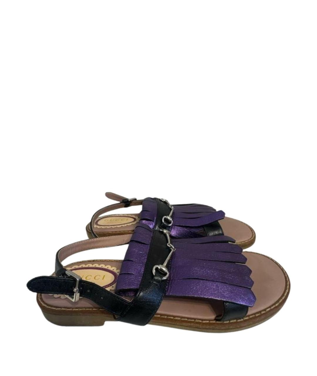 GUCCI KIDS Фиолетовые кожаные сандалии и шлепанцы, фото 1