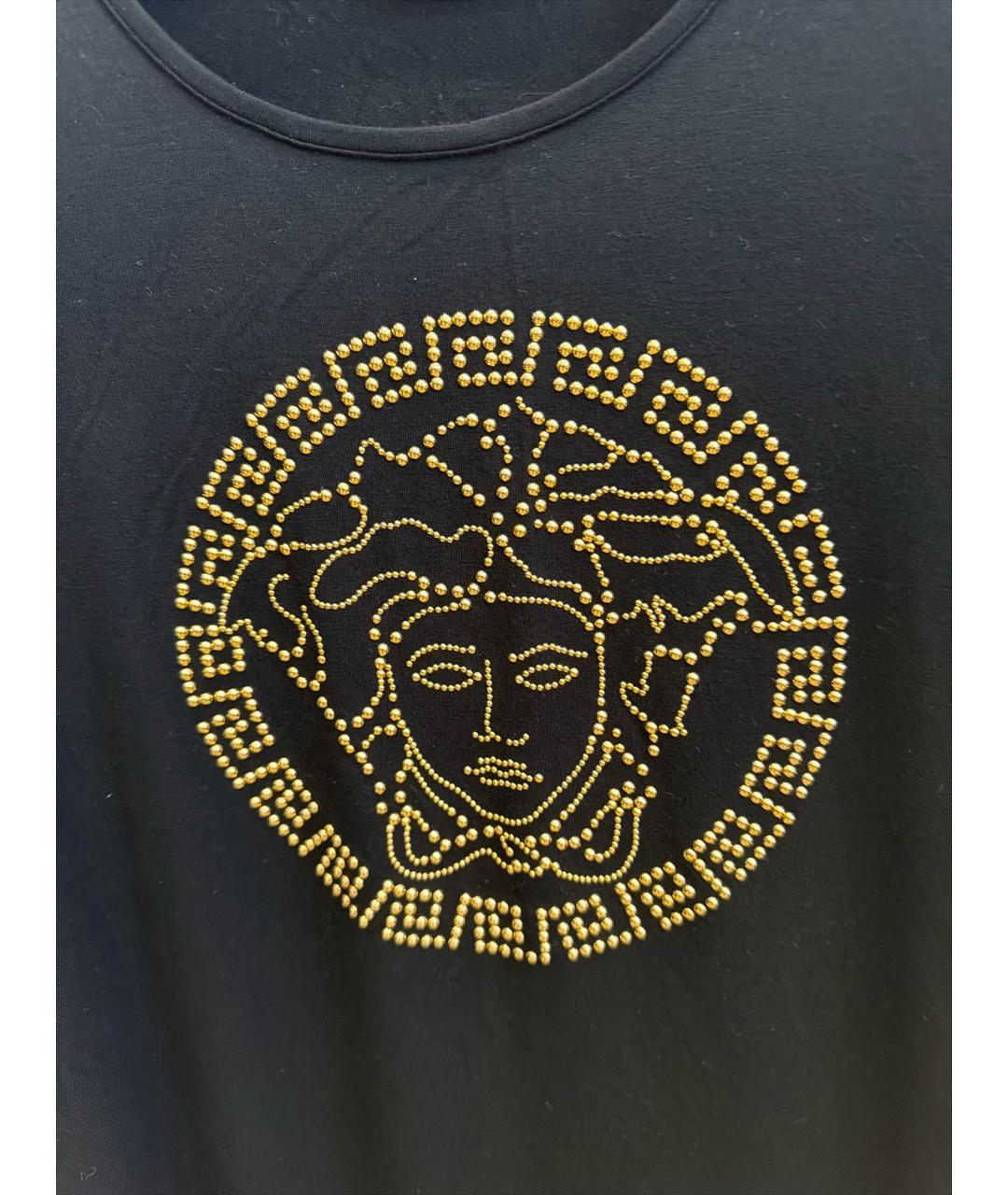 VERSACE Черная хлопко-эластановая футболка, фото 3