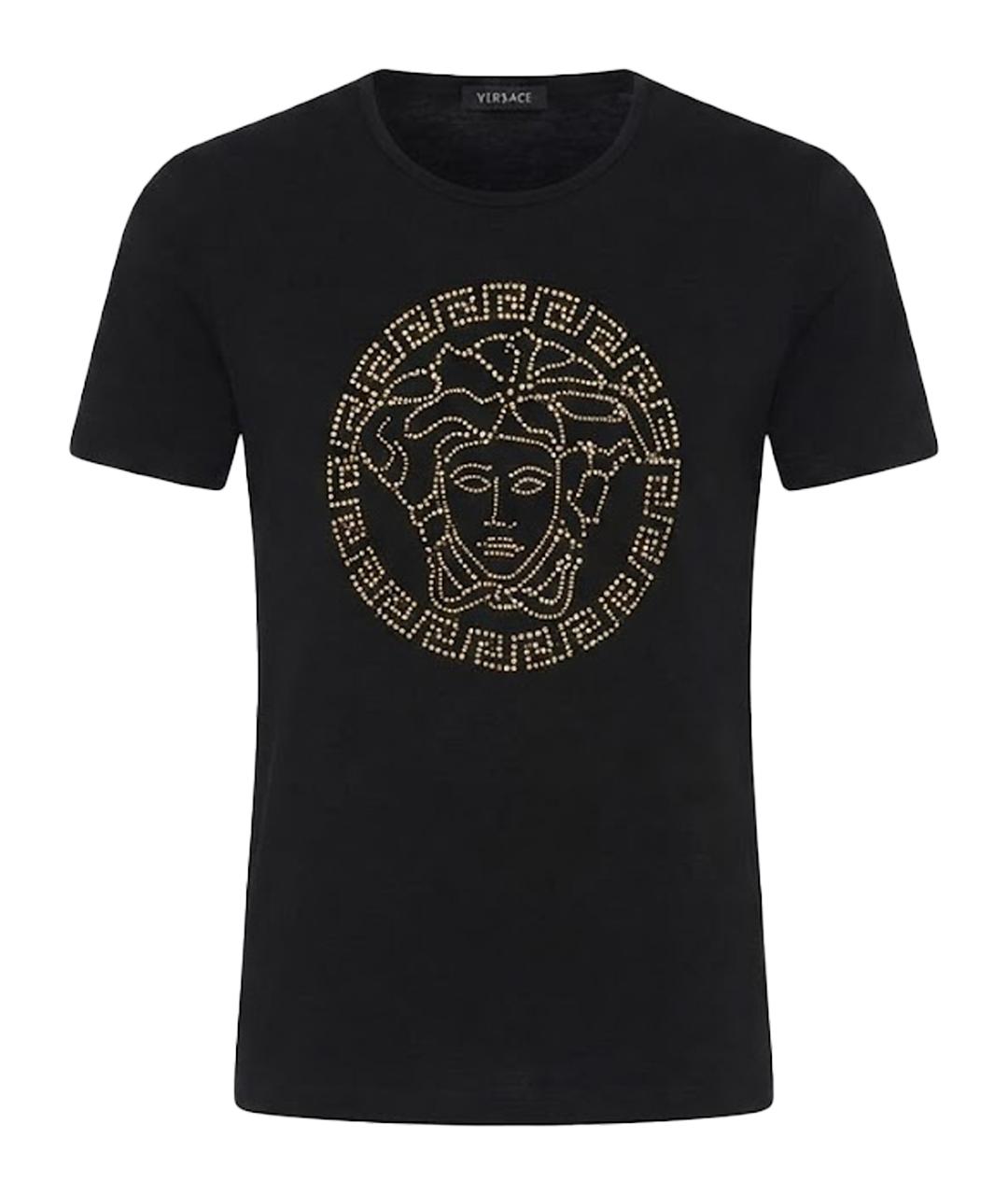 VERSACE Черная хлопко-эластановая футболка, фото 1