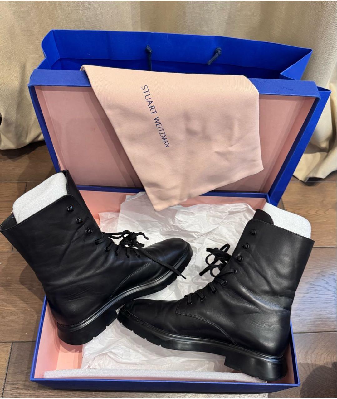 STUART WEITZMAN Черные кожаные ботинки, фото 4