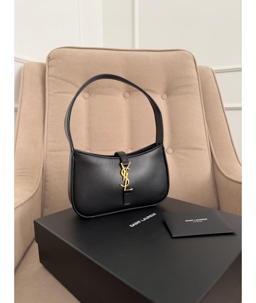 SAINT LAURENT Черная кожаная сумка с короткими ручками, фото 2