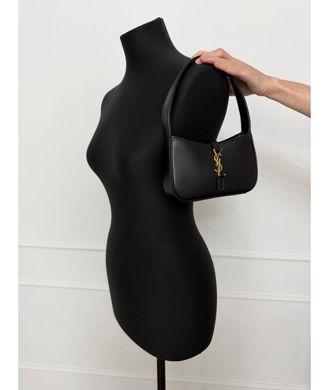 SAINT LAURENT Черная кожаная сумка с короткими ручками, фото 8