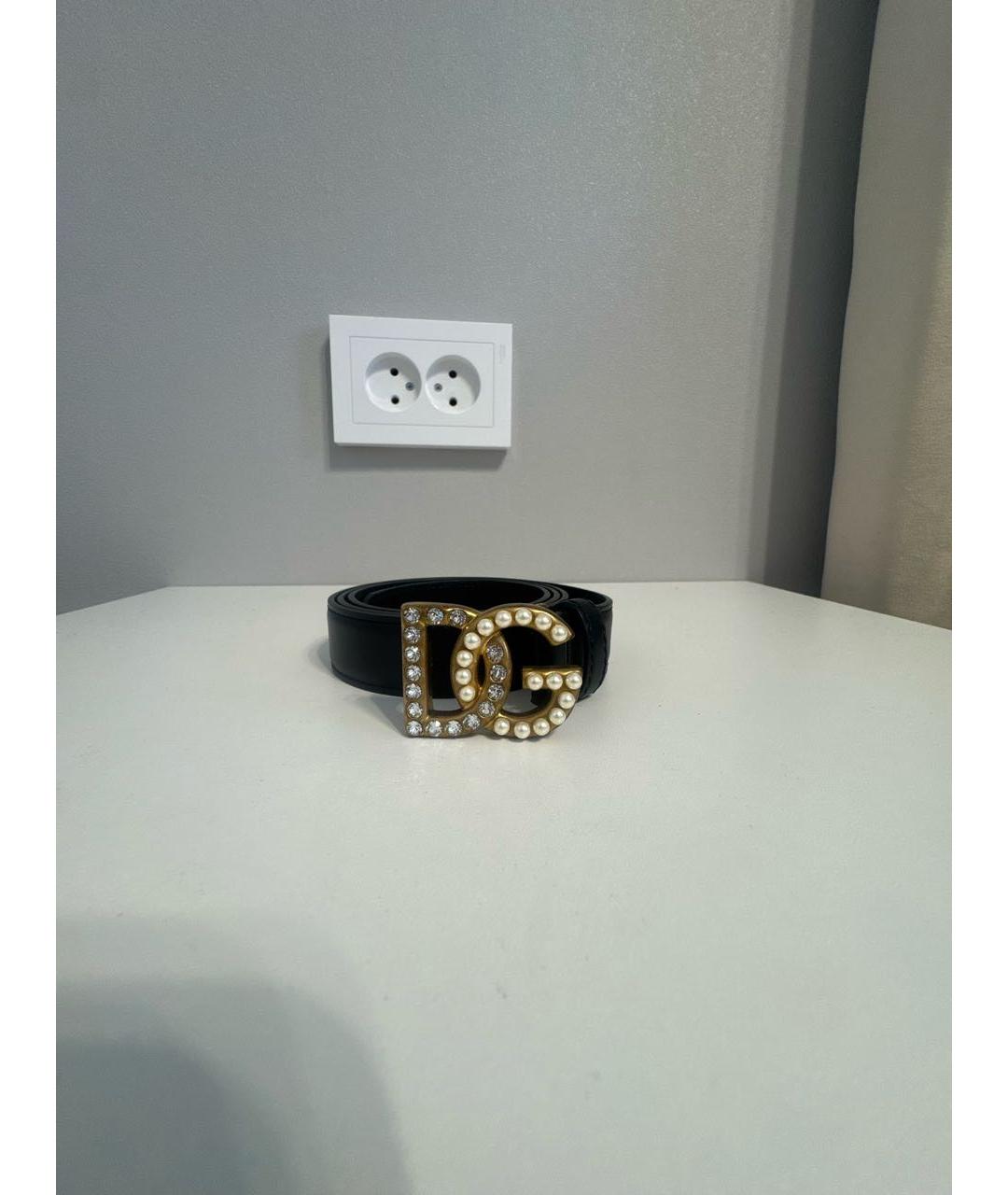 DOLCE&GABBANA Черный кожаный ремень, фото 2