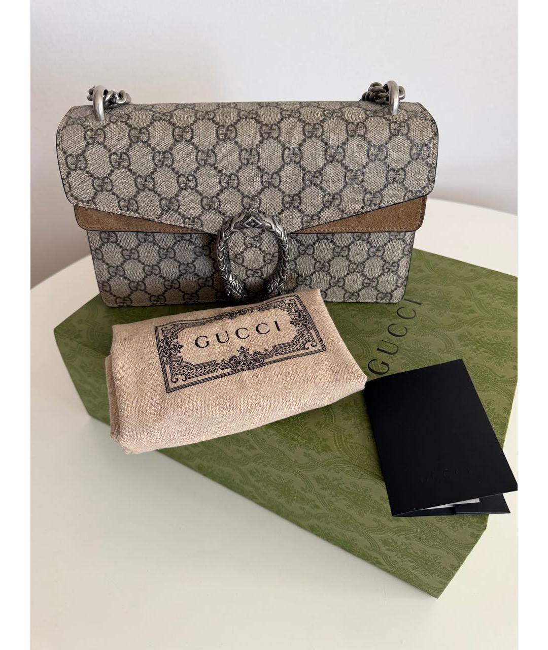 GUCCI Бежевая сумка через плечо из канвы, фото 6