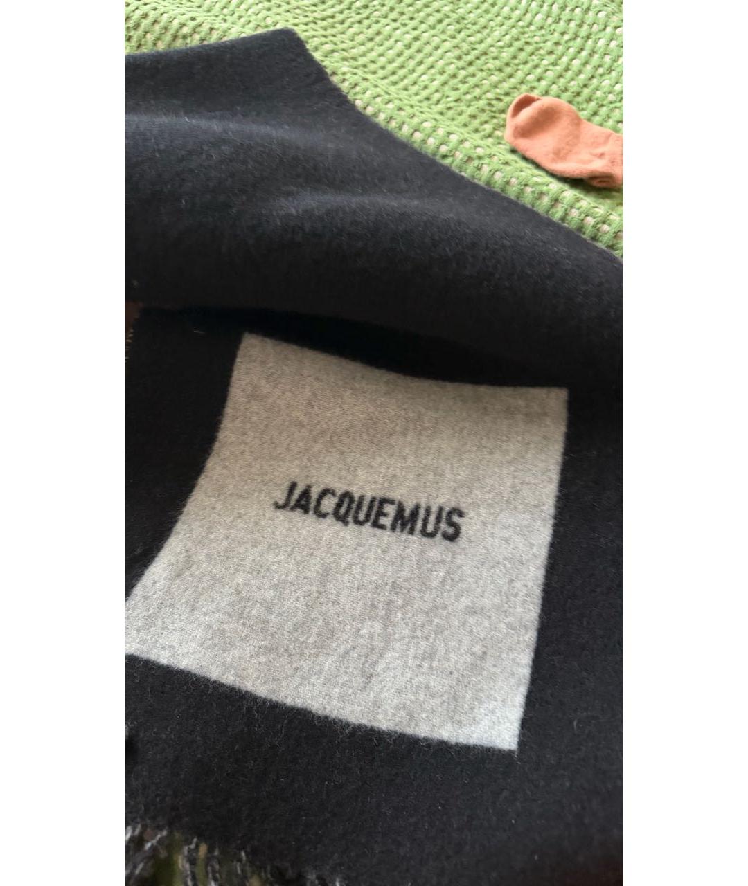 JACQUEMUS Черный шерстяной шарф, фото 3