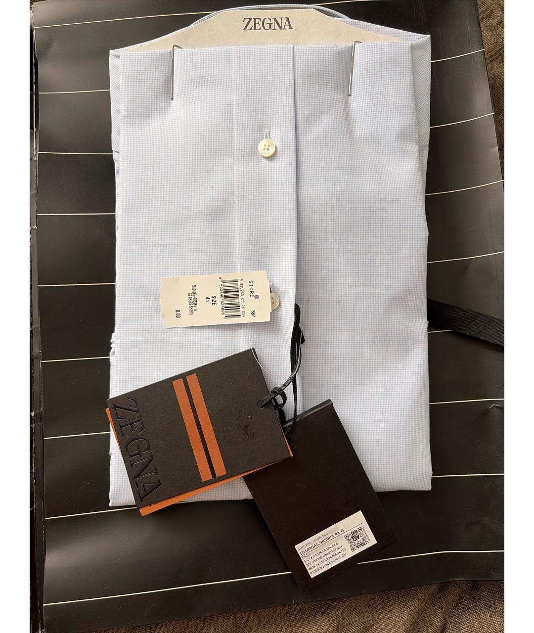 ZEGNA Голубая хлопковая классическая рубашка, фото 2