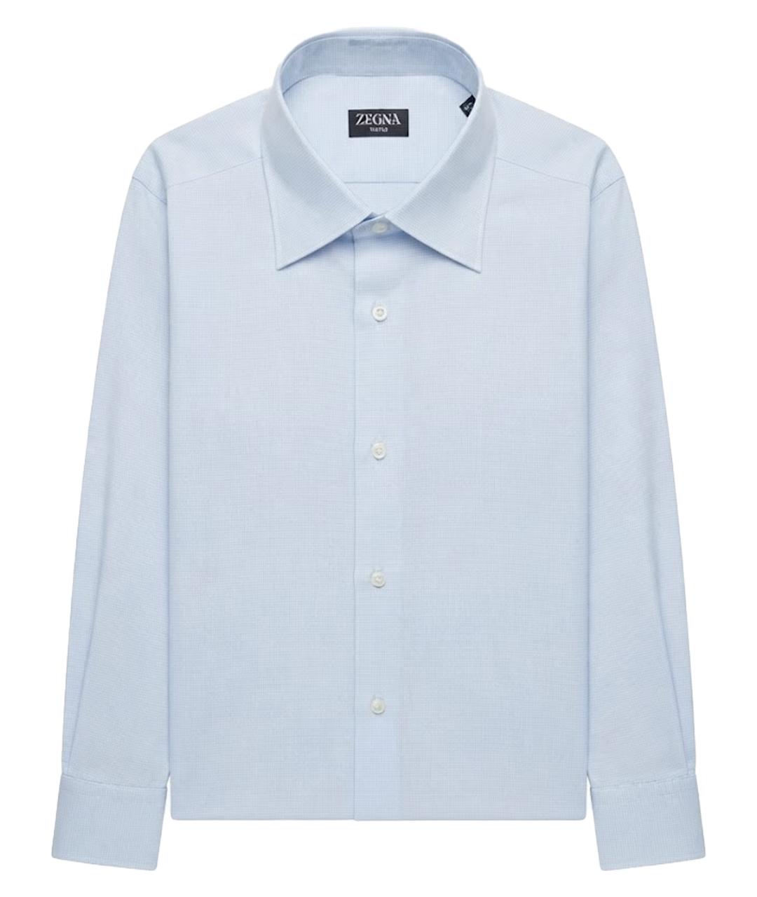ZEGNA Голубая хлопковая классическая рубашка, фото 1