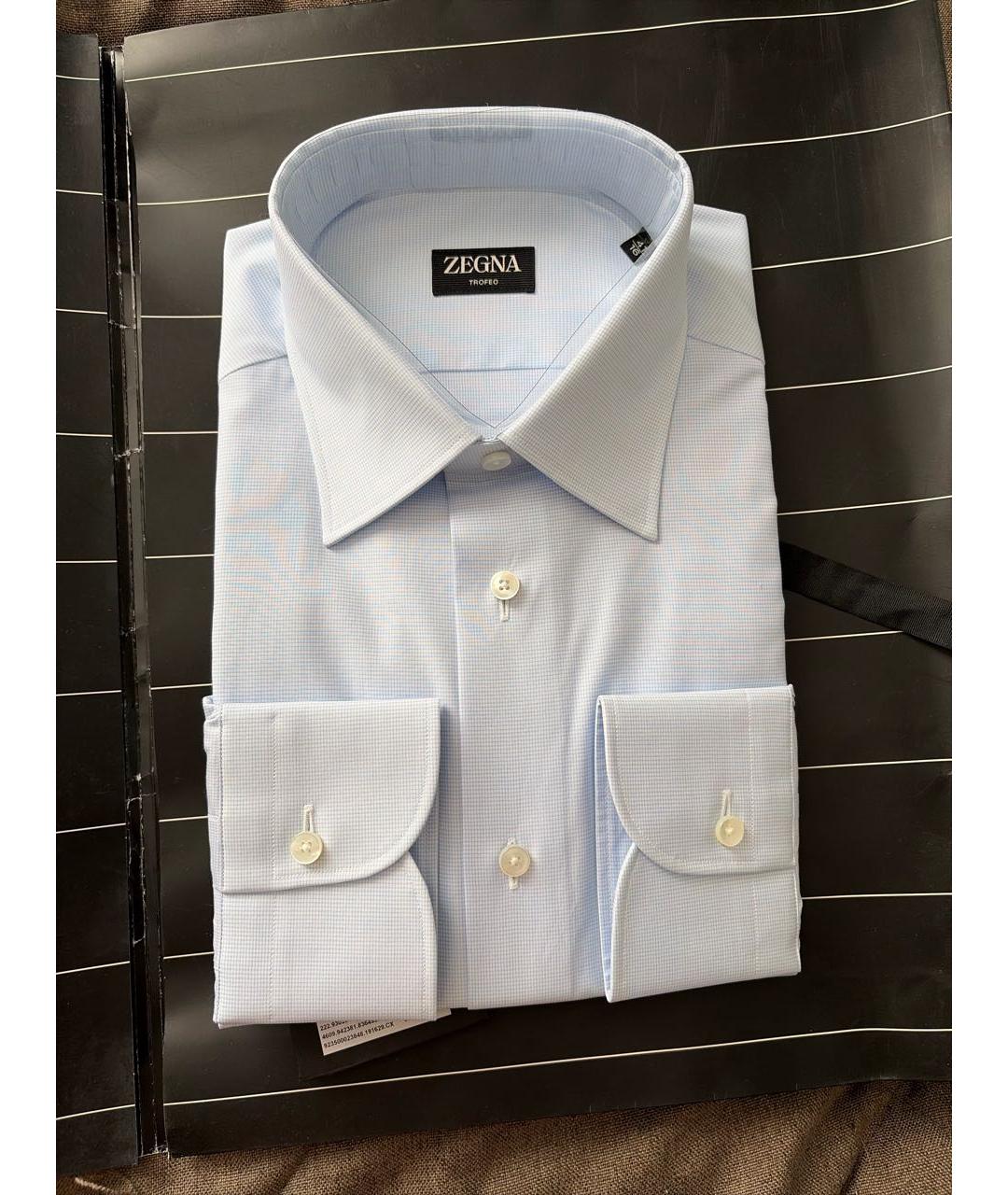 ZEGNA Голубая хлопковая классическая рубашка, фото 3