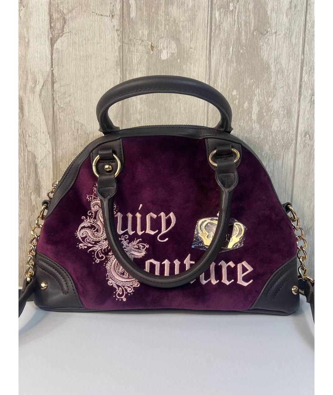JUICY COUTURE Фиолетовая бархатная сумка с короткими ручками, фото 9