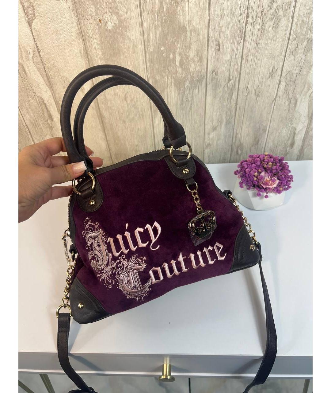 JUICY COUTURE Фиолетовая бархатная сумка с короткими ручками, фото 5