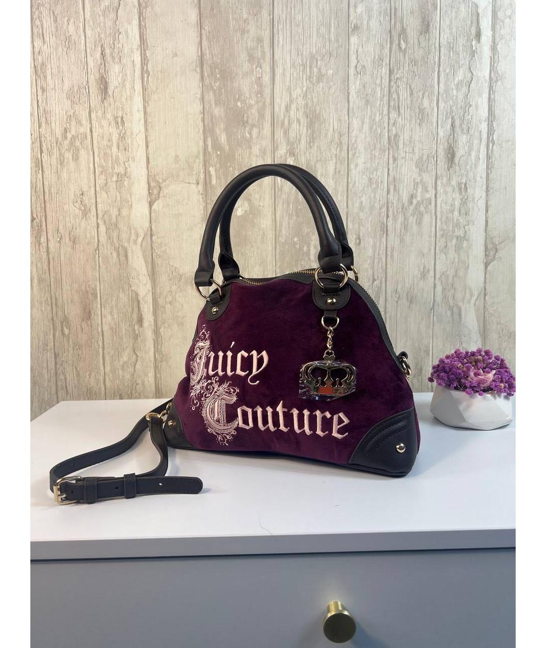 JUICY COUTURE Фиолетовая бархатная сумка с короткими ручками, фото 2