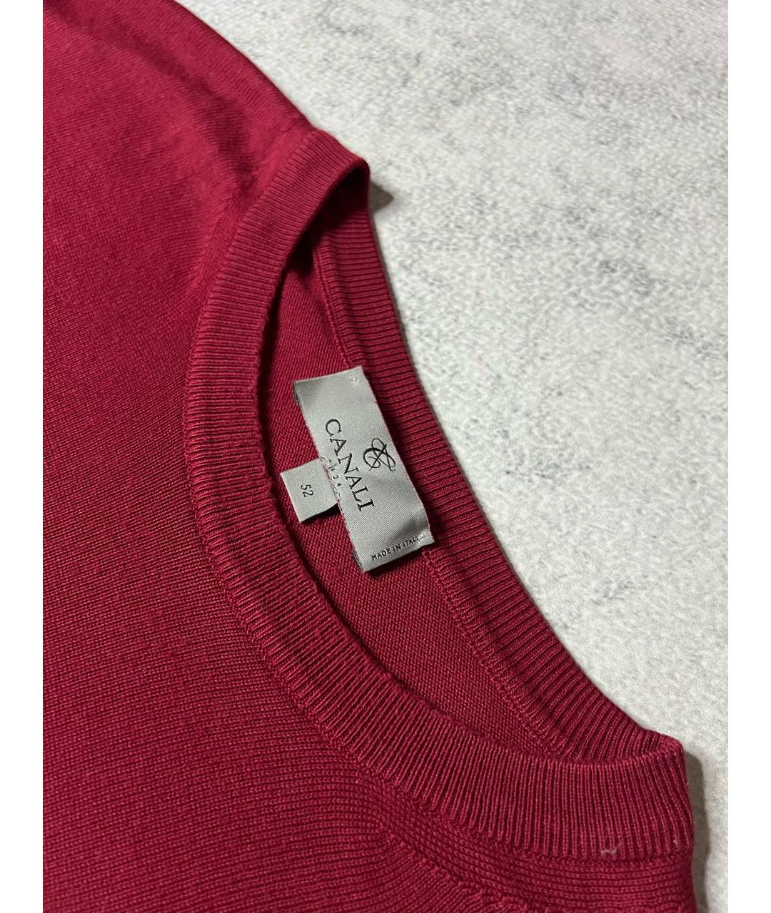 CANALI Бордовый хлопковый джемпер / свитер, фото 4