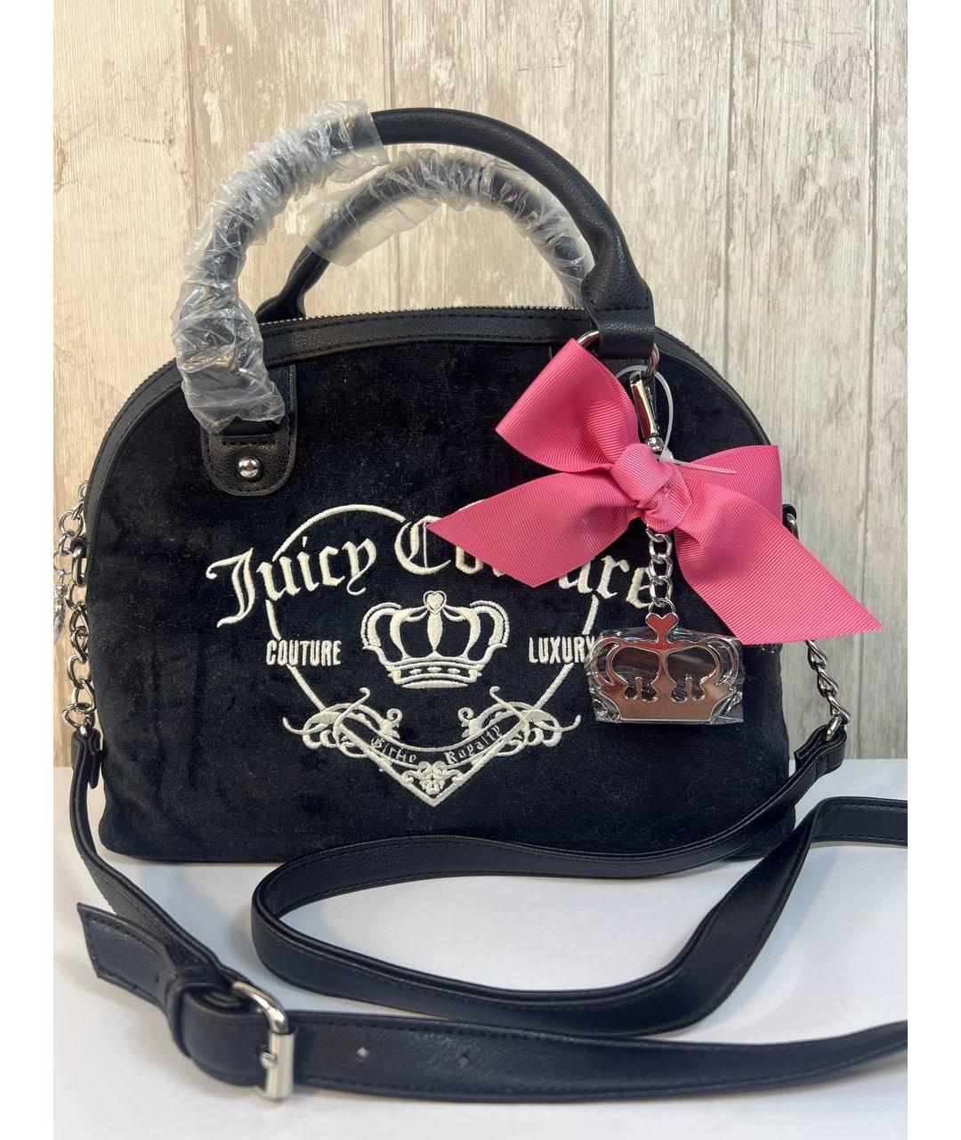 JUICY COUTURE Черная бархатная сумка с короткими ручками, фото 7