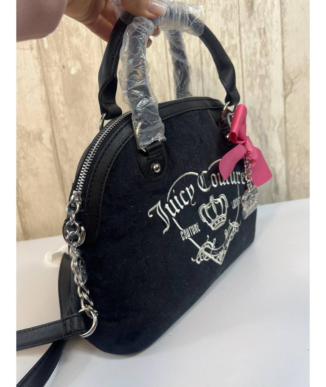 JUICY COUTURE Черная бархатная сумка с короткими ручками, фото 2
