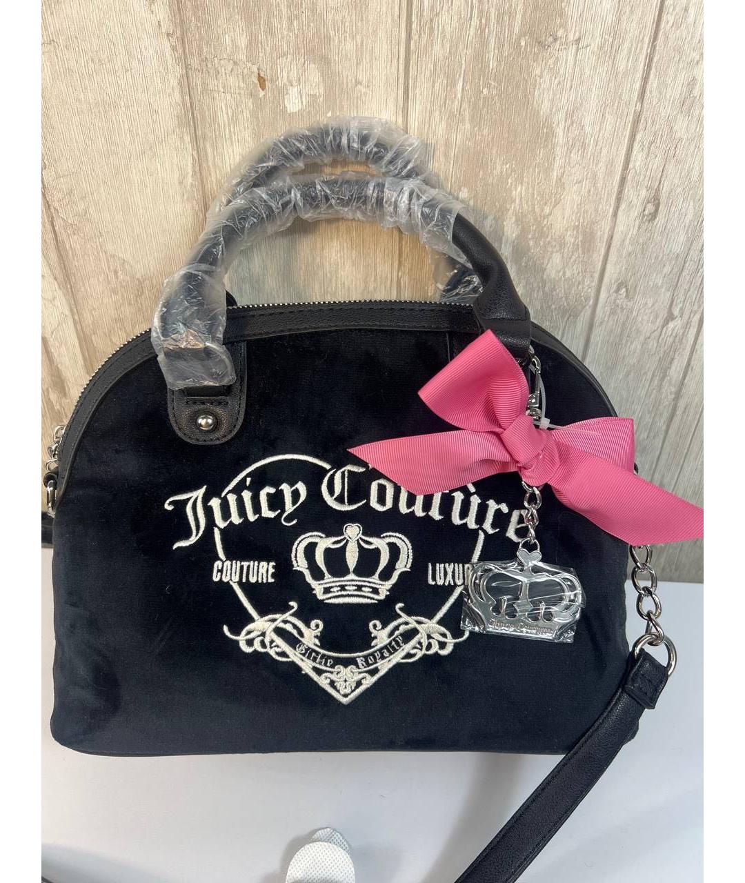 JUICY COUTURE Черная бархатная сумка с короткими ручками, фото 5
