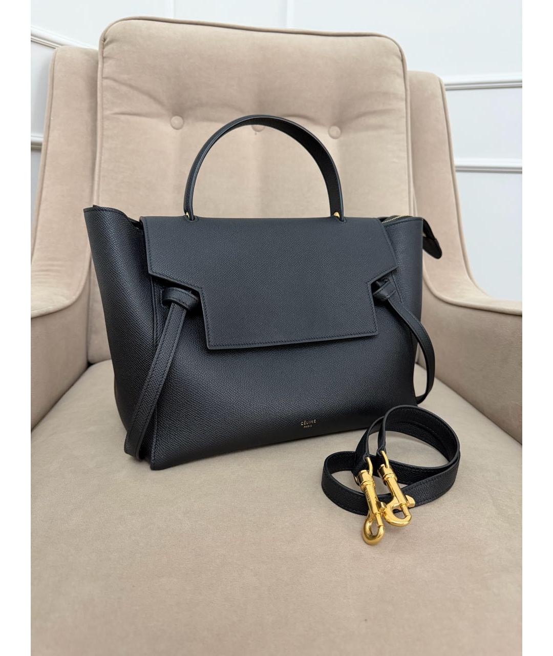 CELINE Черная кожаная сумка тоут, фото 2