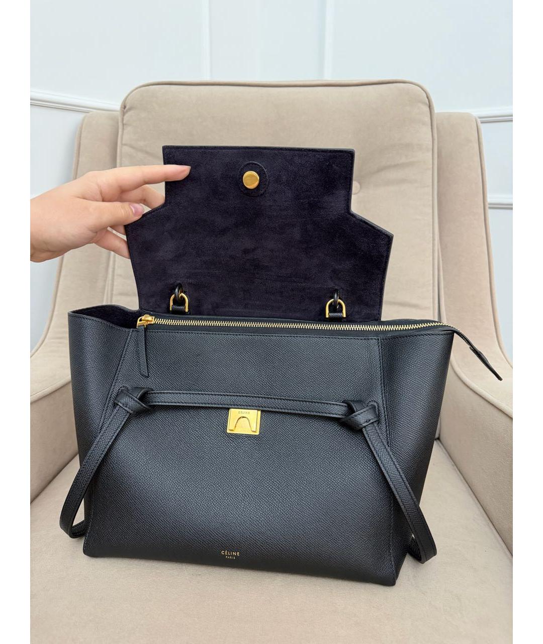 CELINE Черная кожаная сумка тоут, фото 5