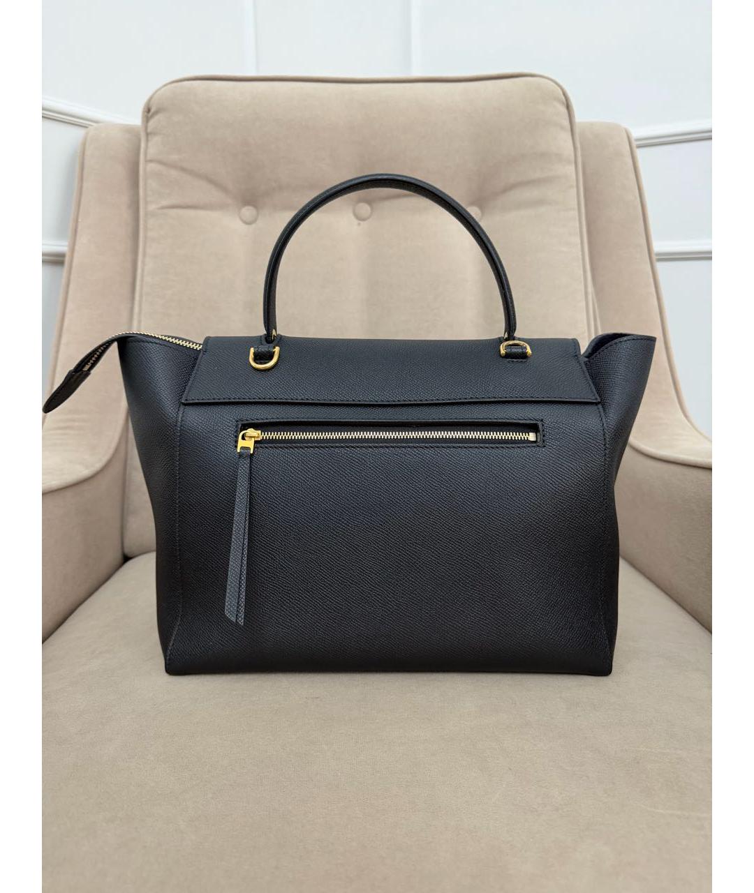 CELINE Черная кожаная сумка тоут, фото 3