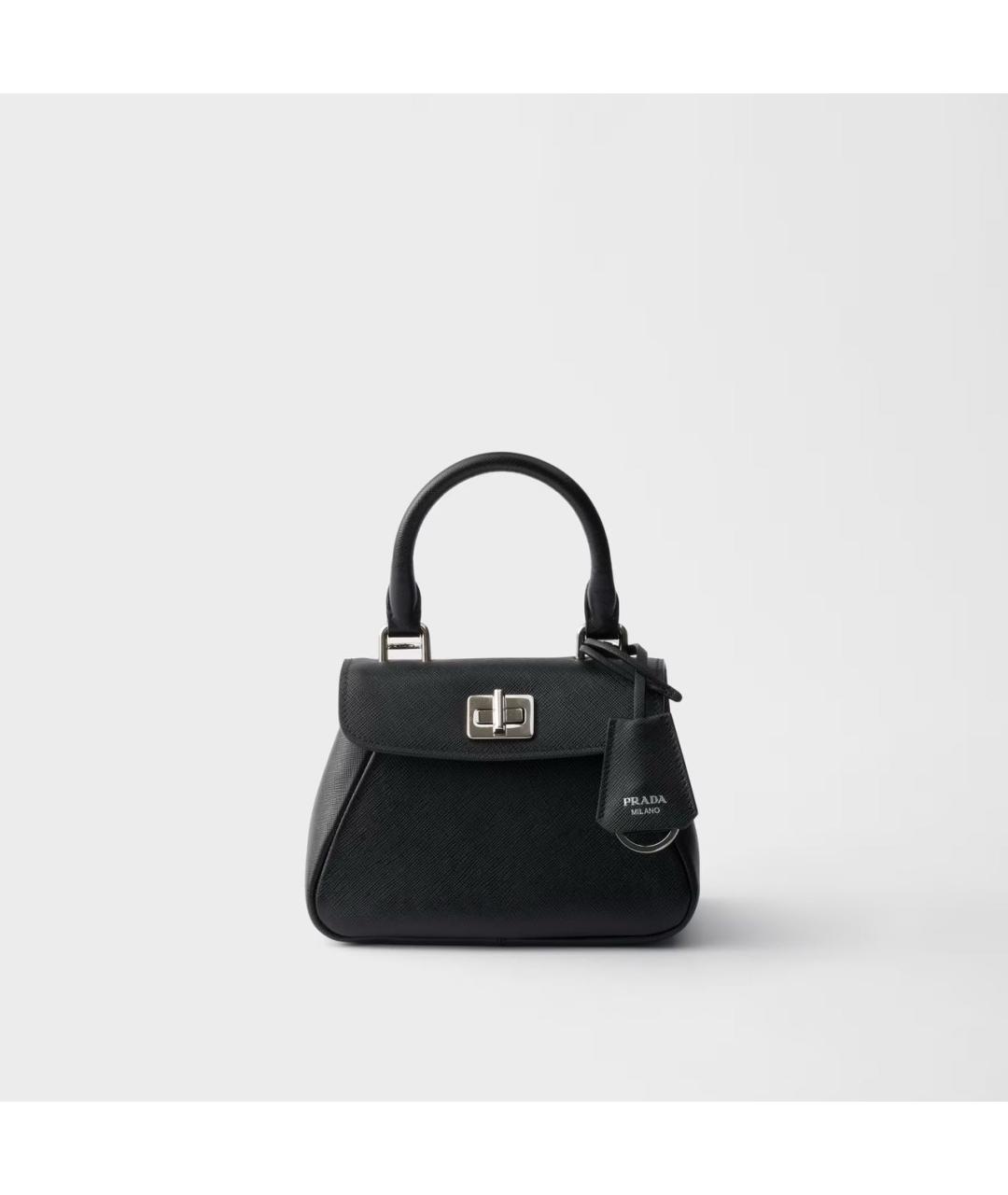 PRADA Черная кожаная сумка с короткими ручками, фото 6