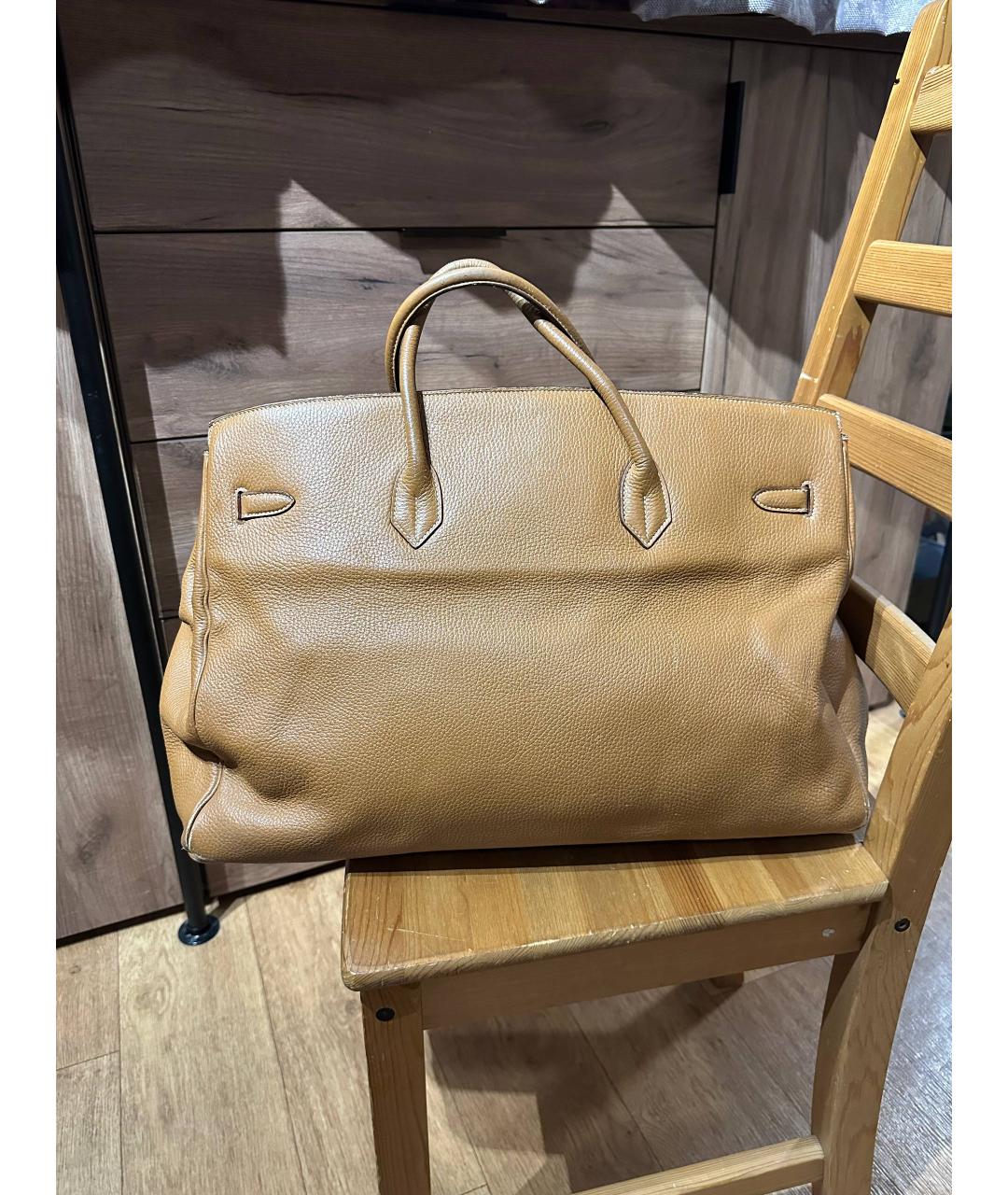 HERMES Оранжевая кожаная дорожная/спортивная сумка, фото 2