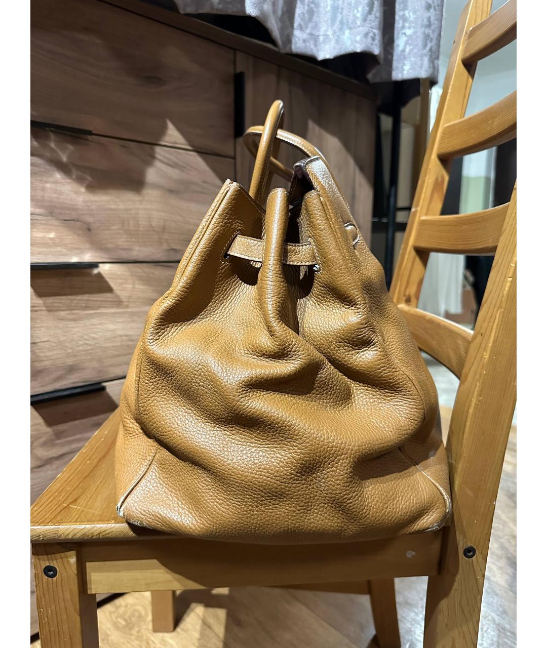 HERMES Оранжевая кожаная дорожная/спортивная сумка, фото 3