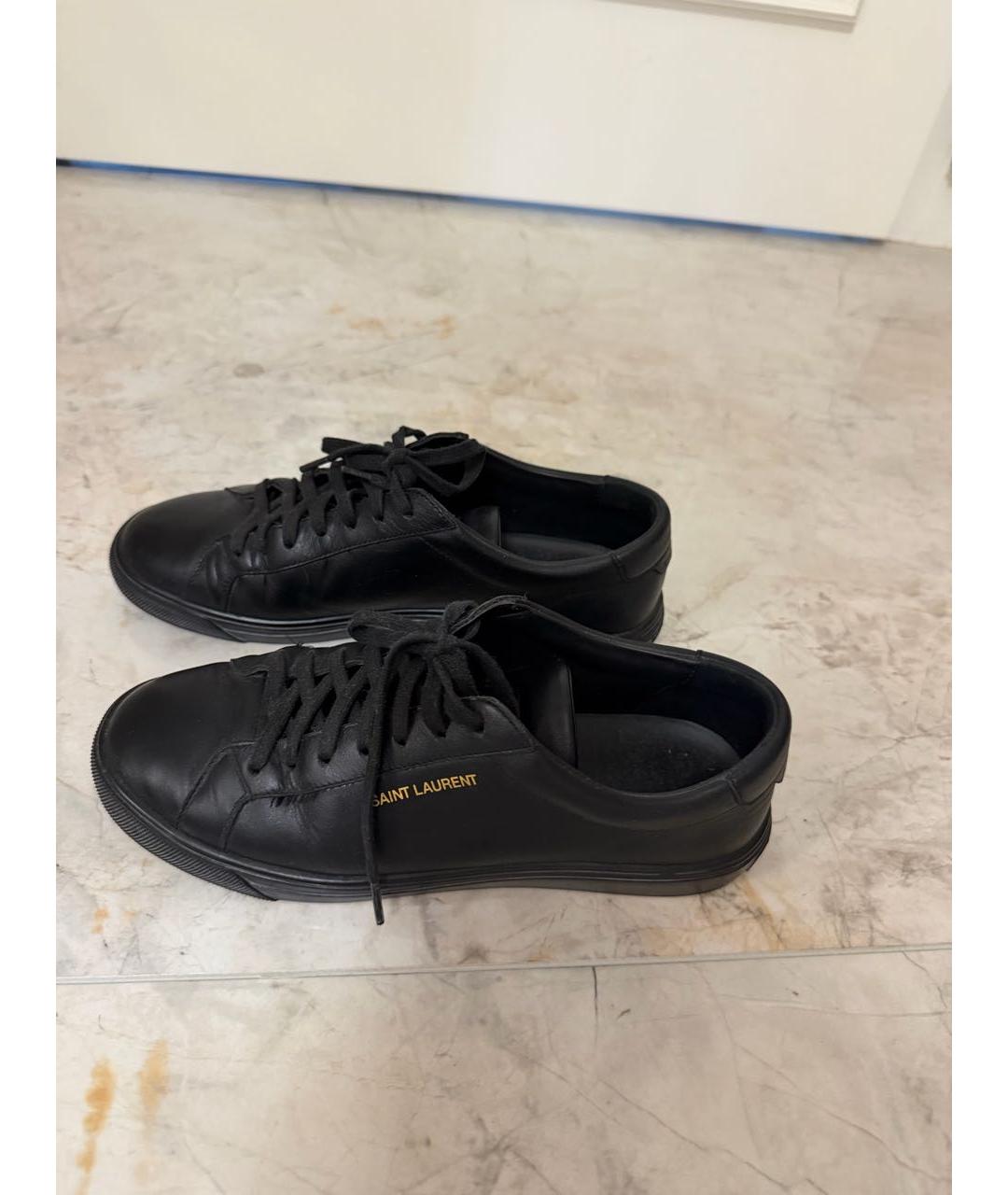 SAINT LAURENT Черные кожаные кеды, фото 2