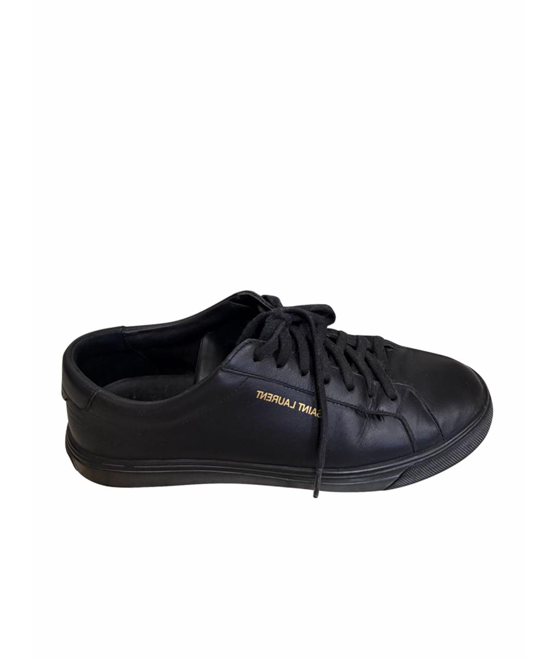 SAINT LAURENT Черные кожаные кеды, фото 1