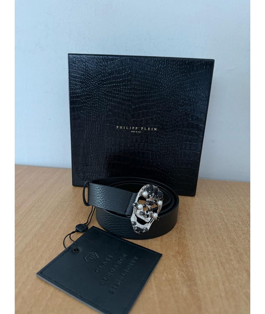 PHILIPP PLEIN Черный кожаный ремень, фото 6