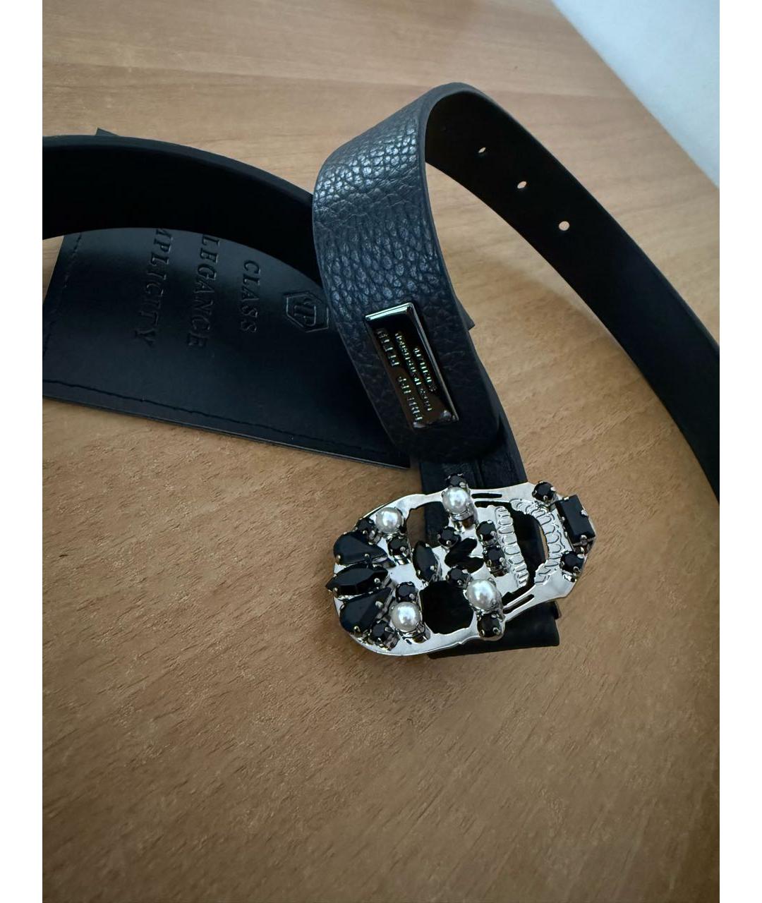 PHILIPP PLEIN Черный кожаный ремень, фото 5