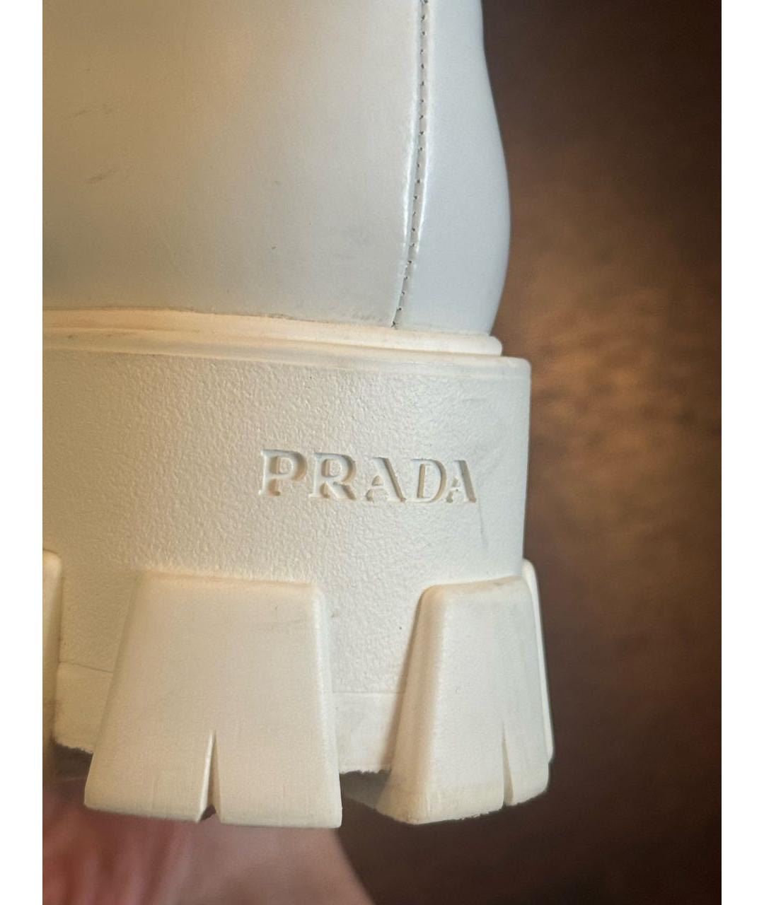 PRADA Белые кожаные брогги и оксфорды, фото 4